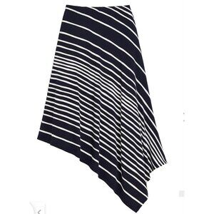 Chico’s Skirt Size 2 Large Striped Navy White Pull‎ On Asymmetrical Nautical